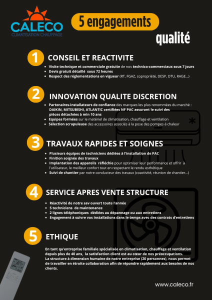 les 5 engagements qualité Caleco Climatisation